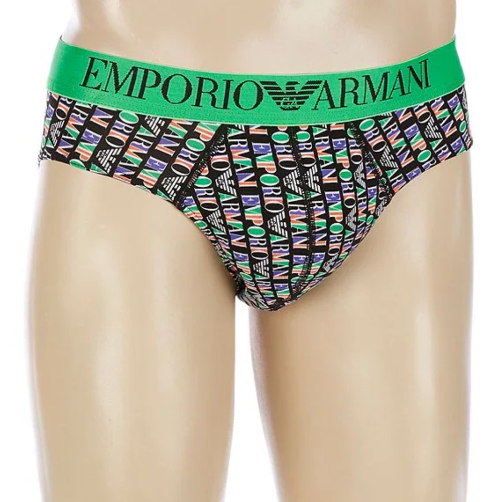 Emporio Armani Allover Vertical Logo Brief, NWT